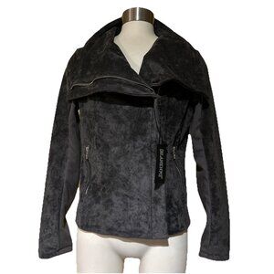 BlankNyc Womens Grey Vegan Suede Moto Jacket Zip Asymmetric Crop Biker Small